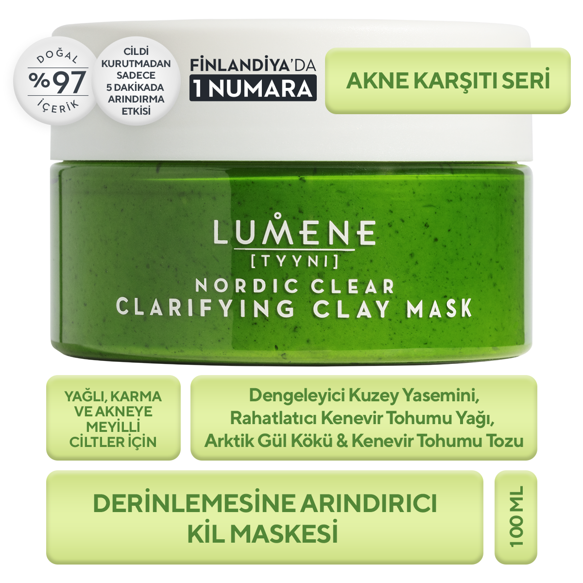 Sebum Dengeleyici Arındırıcı Kil Maskesi 100 ML– Clarifying Clay Mask 